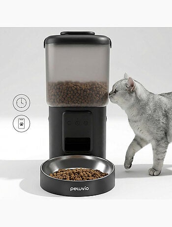 Distributeur de croquettes Automatique pour Chat PELUVIO Crispy - WiFi - 4,5 L - 4 Repas/jour