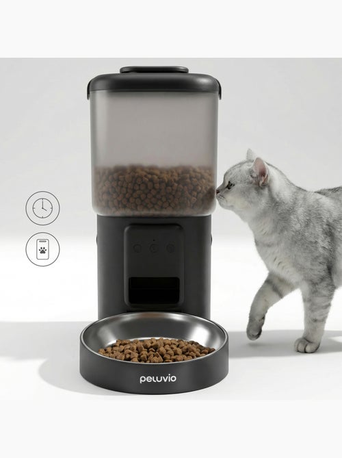 Distributeur de croquettes Automatique pour Chat PELUVIO Crispy - WiFi - 4,5 L - 4 Repas/jour - Kiabi
