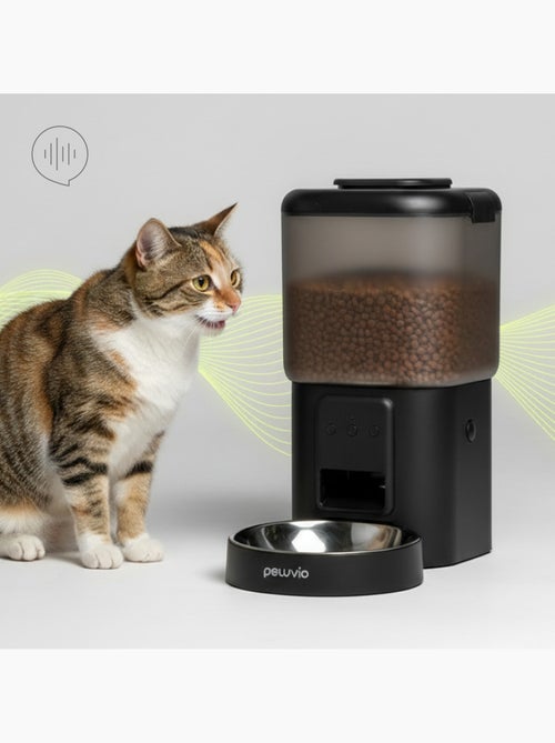 Distributeur de croquettes Automatique pour Chat PELUVIO Crispy - WiFi - 4,5 L - 4 Repas/jour - Kiabi