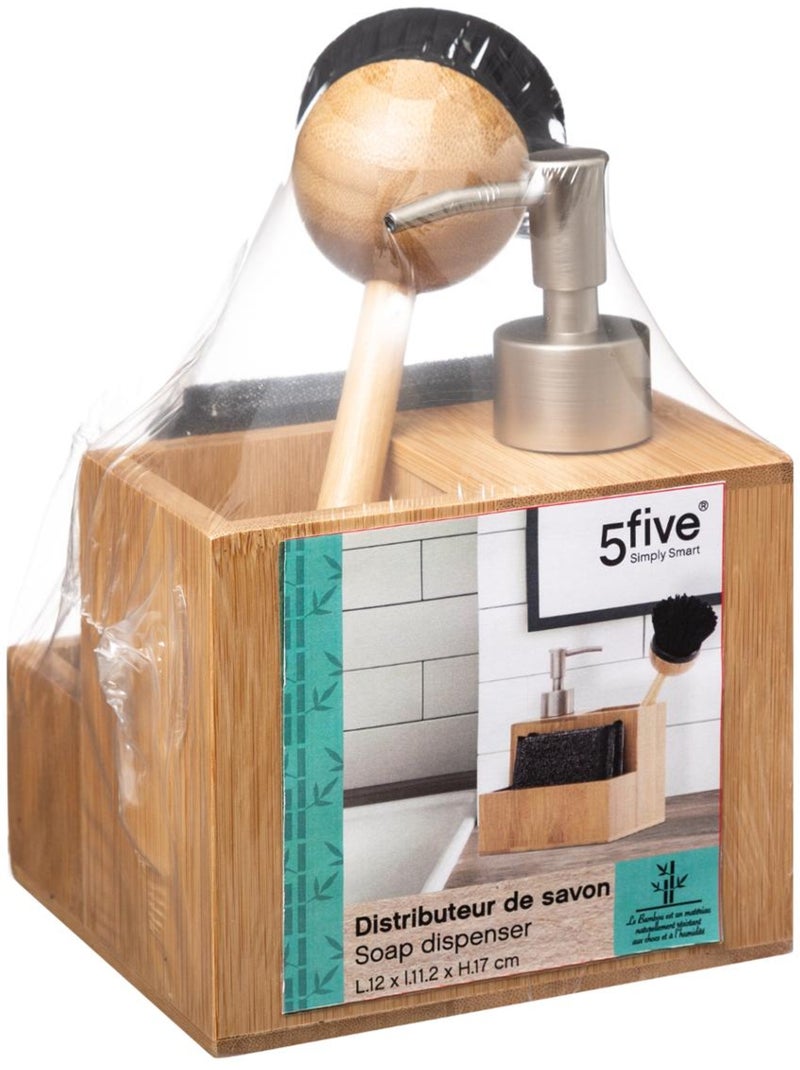 Distributeur de savon avec brosse et éponge BAMBOU Beige - Kiabi
