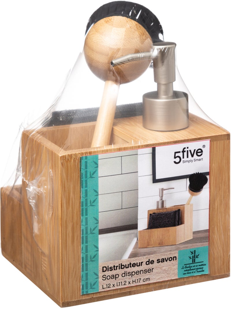 Distributeur de savon avec brosse et éponge BAMBOU Beige - Kiabi