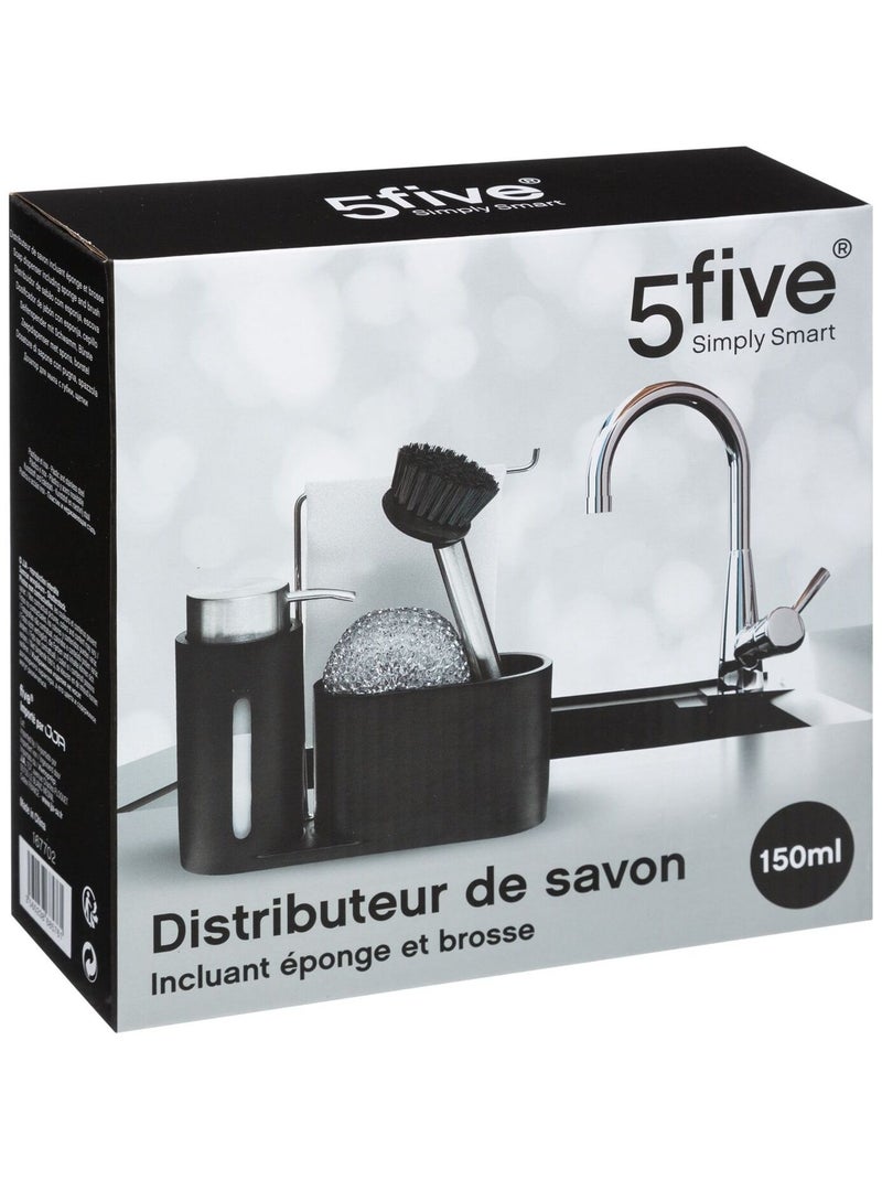 Distributeur de savon avec poignée, avec éponge et brosse Noir - Kiabi