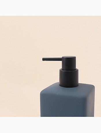 Distributeur de savon carré en céramique bleue