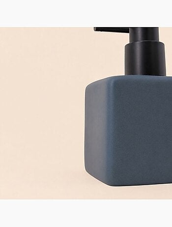 Distributeur de savon carré en céramique bleue