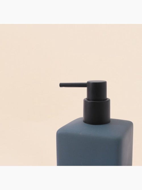 Distributeur de savon carré en céramique bleue - Kiabi