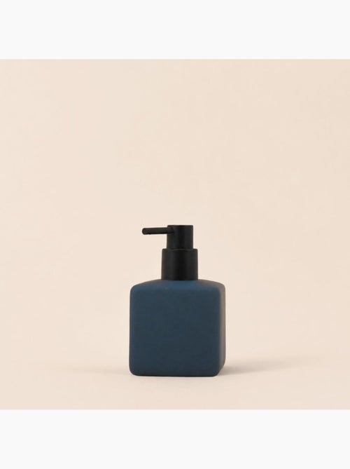 Distributeur de savon carré en céramique bleue - Kiabi