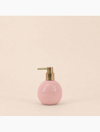 Distributeur de savon céramique rose effet craquelé
