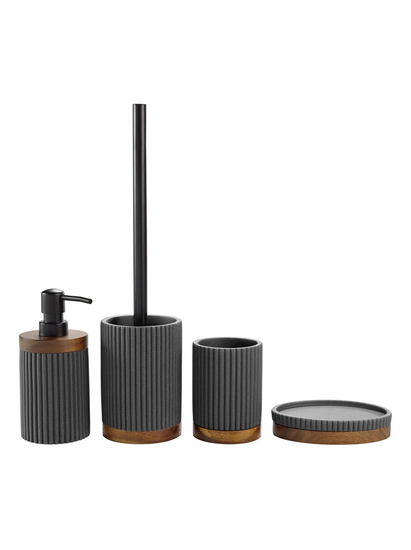 Distributeur de savon en acacia gris anthracite - Kiabi