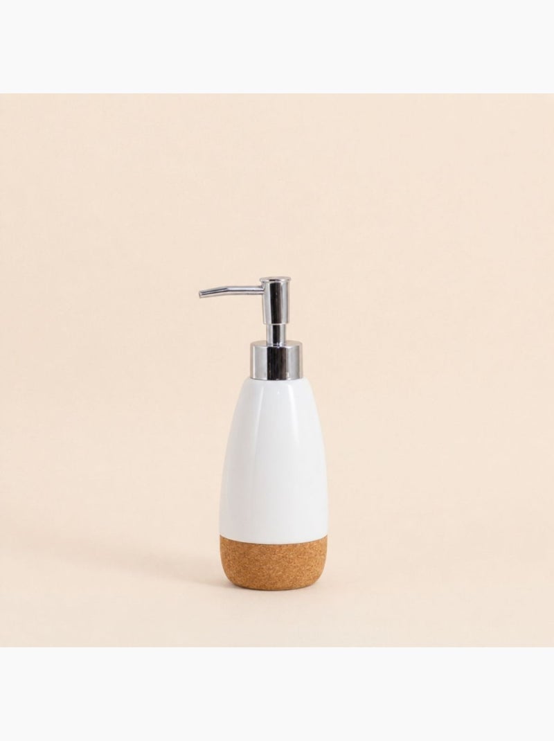Distributeur de savon en céramique blanche et liège Blanc - Kiabi