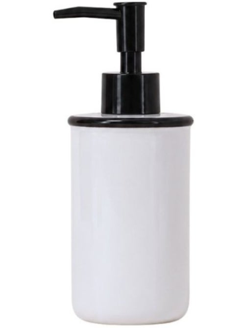 Distributeur de savon en céramique blanche liseret noir - Kiabi