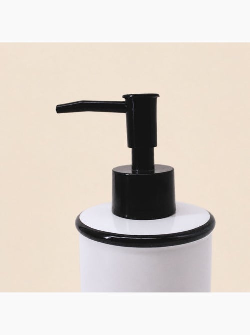 Distributeur de savon en céramique blanche liseret noir - Kiabi