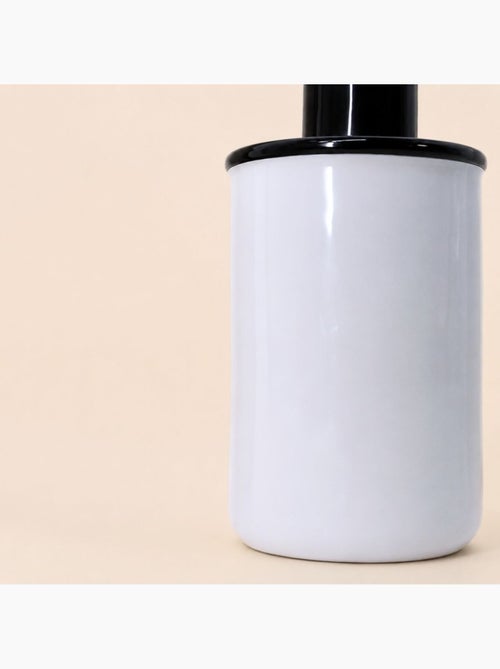 Distributeur de savon en céramique blanche liseret noir - Kiabi