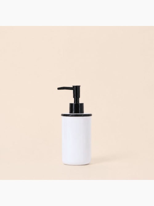 Distributeur de savon en céramique blanche liseret noir - Kiabi