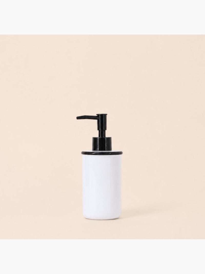Distributeur de savon en céramique blanche liseret noir Blanc - Kiabi