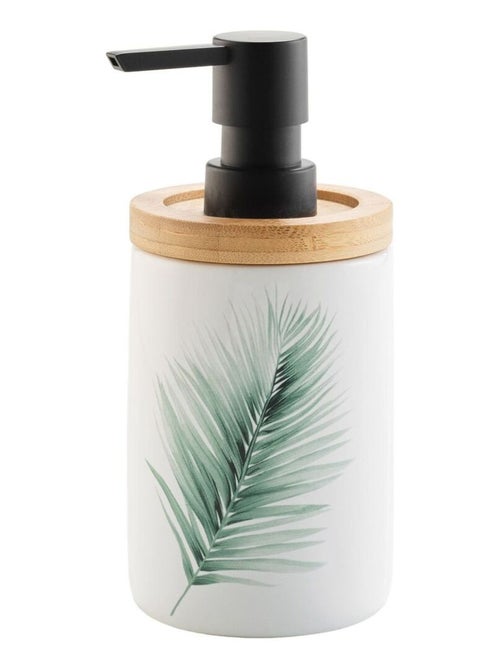 Distributeur de savon en céramique et bambou motif palmier VARADERO - Kiabi