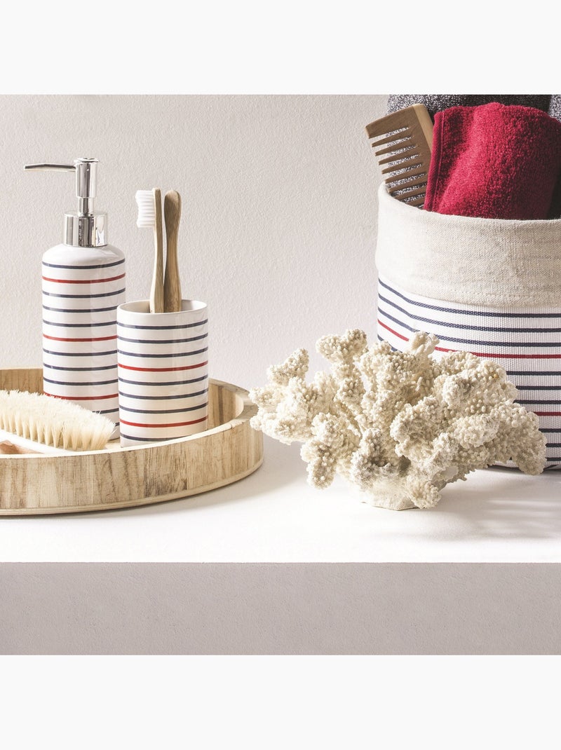 Distributeur de savon en céramique rayé MAGELLAN Guy Levasseur Blanc Bleu marine Blanc - Kiabi