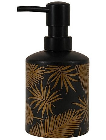 Distributeur de savon en dolomite noire feuilles dorées