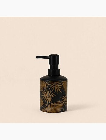 Distributeur de savon en dolomite noire feuilles dorées