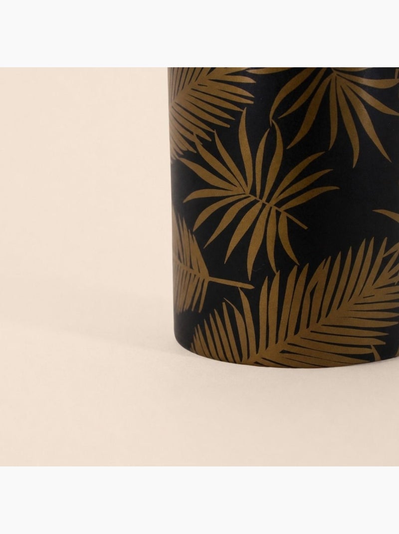 Distributeur de savon en dolomite noire feuilles dorées Noir - Kiabi
