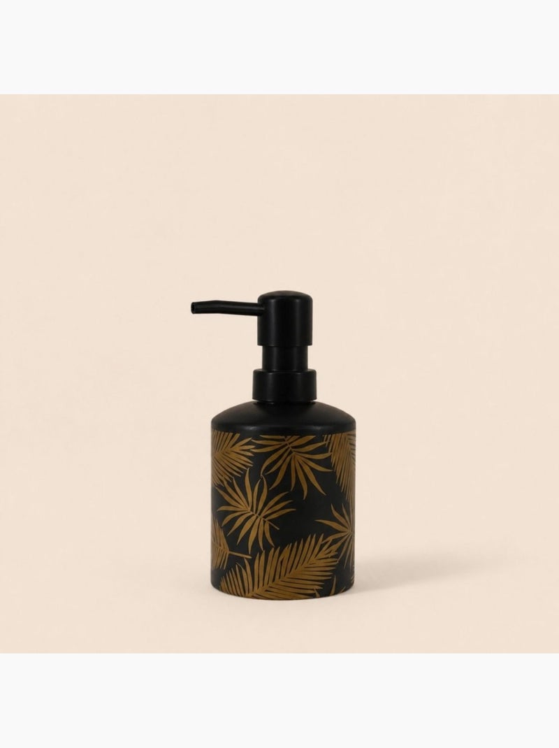 Distributeur de savon en dolomite noire feuilles dorées Noir - Kiabi