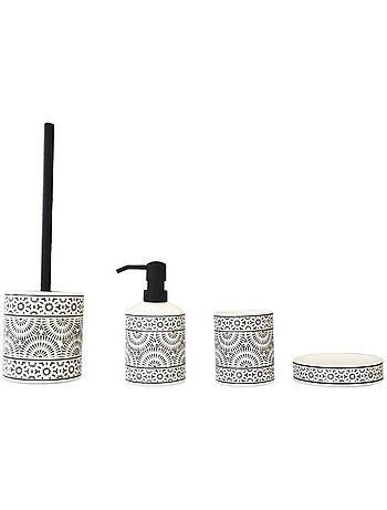 Distributeur de savon en porcelaine TRIBU – pompe noire longue Guy Levasseur