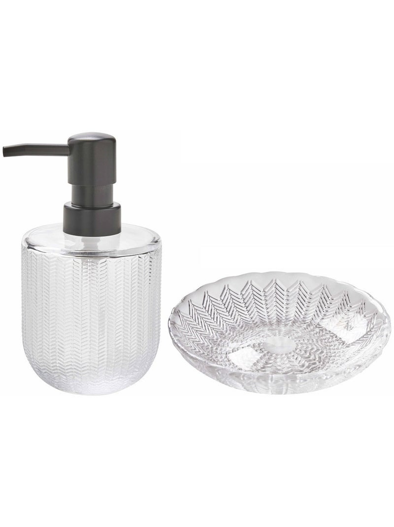 Distributeur de savon en verre ELLA Guy Levasseur rechargeable – 9 x 9 x 14,5 cm Gris Blanc - Kiabi