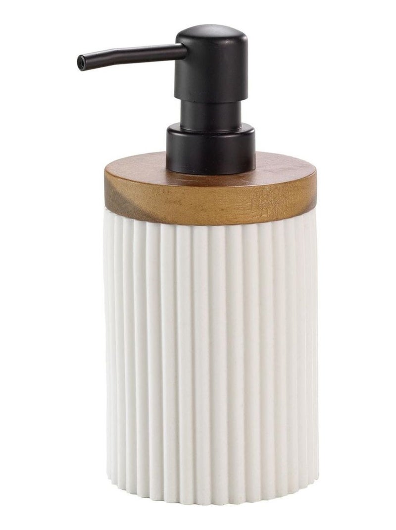 Distributeur de savon Hamilton effet pierre et acacia Blanc - Kiabi