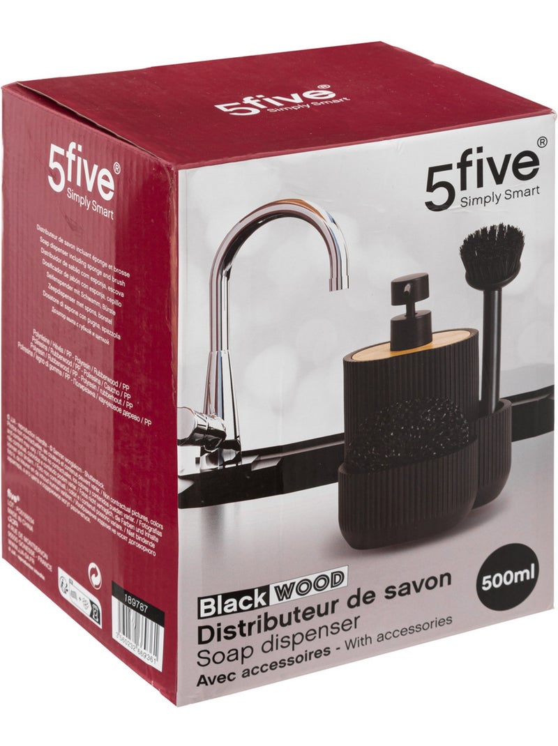 Distributeur savon 500ml avec éponge et brosse NATUREO Noir - Kiabi