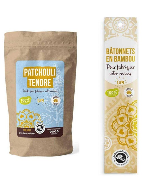 DIY encens - 100 Bâtonnets nus en bambou + Poudre - Les Encens du Monde - Kiabi
