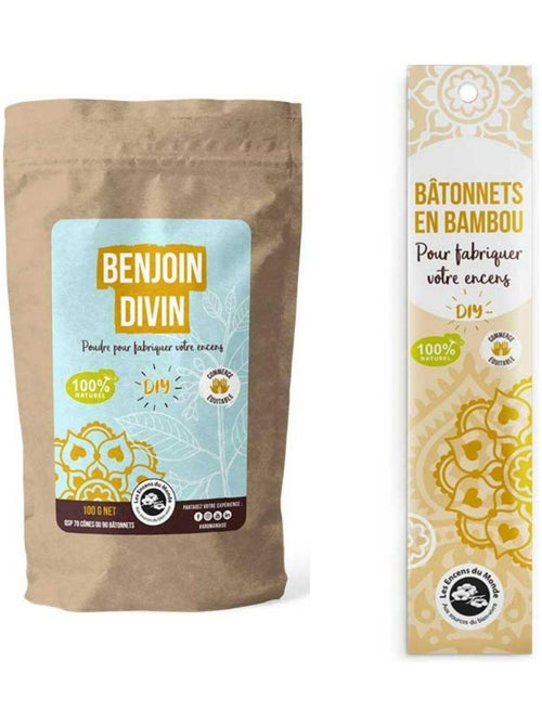 DIY encens - 100 Bâtonnets nus en bambou + Poudre - Les Encens du Monde - Kiabi