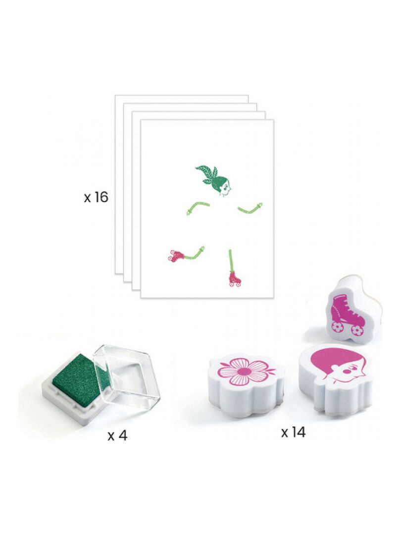 Dj08741 Tampons Mix And Match Flower Girls Stamp Set N/A - Kiabi