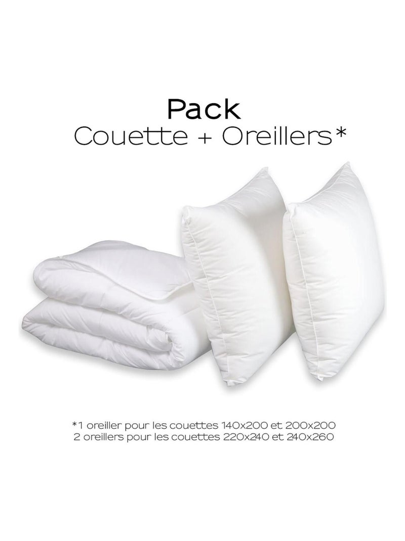 DODO - Pack Couette + Oreiller(s) Enveloppe Coton Bio - Bien-être Blanc - Kiabi