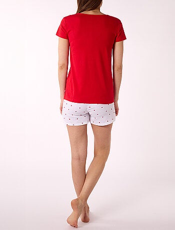 DODO - Pyjashort Femme CŒUR Rouge
