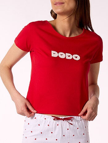 DODO - Pyjashort Femme CŒUR Rouge
