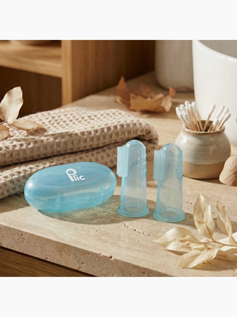 Doigtier brosse dentaire silicone bébé lot 2 bleu Bleu - Kiabi