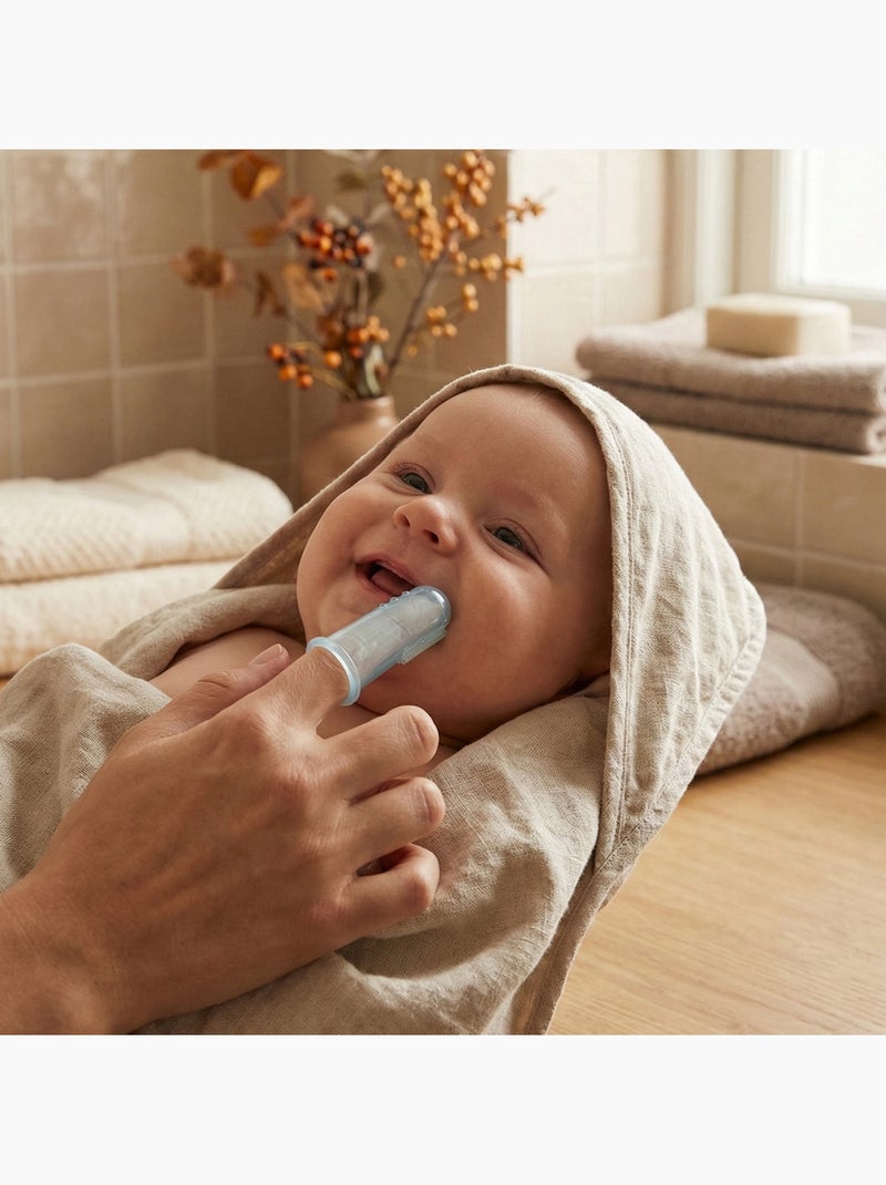 Doigtier brosse dentaire silicone bébé lot 2 bleu Bleu - Kiabi