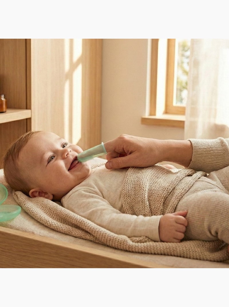 Doigtier brosse dentaire silicone bébé lot 2 Vert - Kiabi