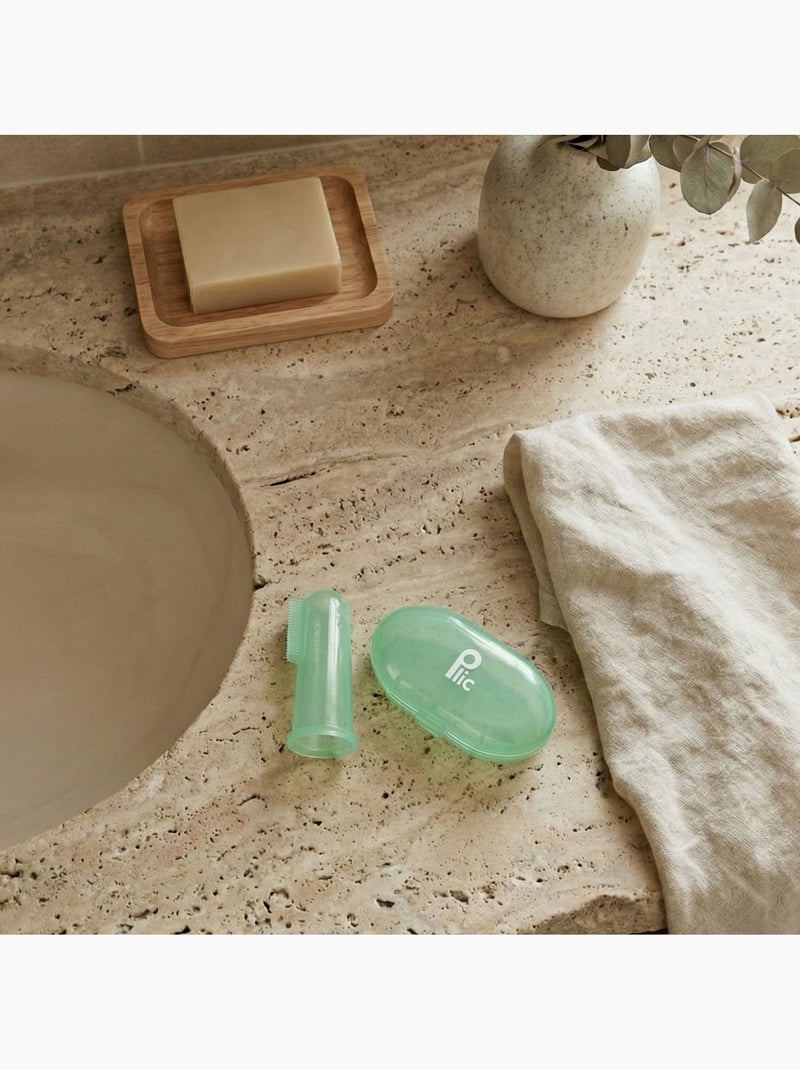 Doigtier brosse dentaire silicone bébé lot 2 vert Vert - Kiabi
