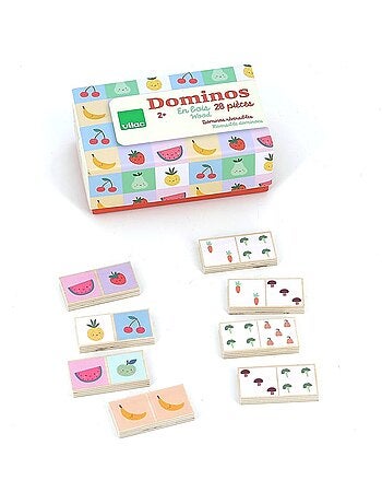 Dominos en bois fruits et légumes
