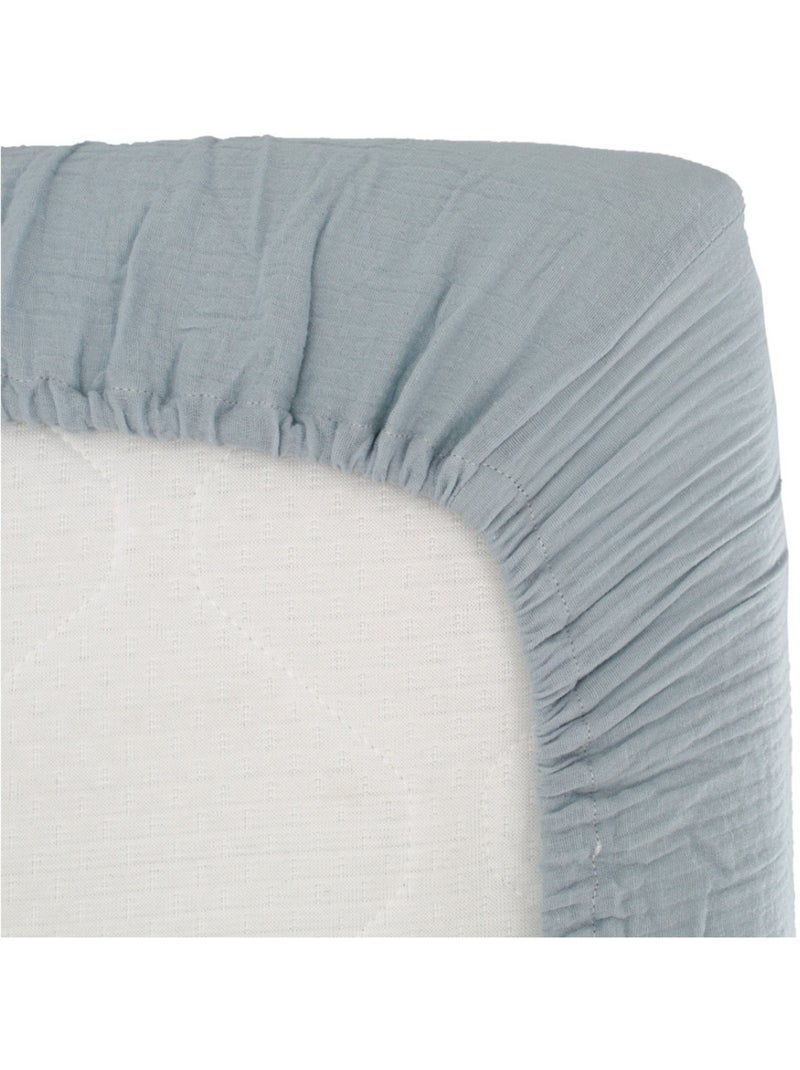 Domiva - Drap housse en gaze de coton Bleu - Kiabi