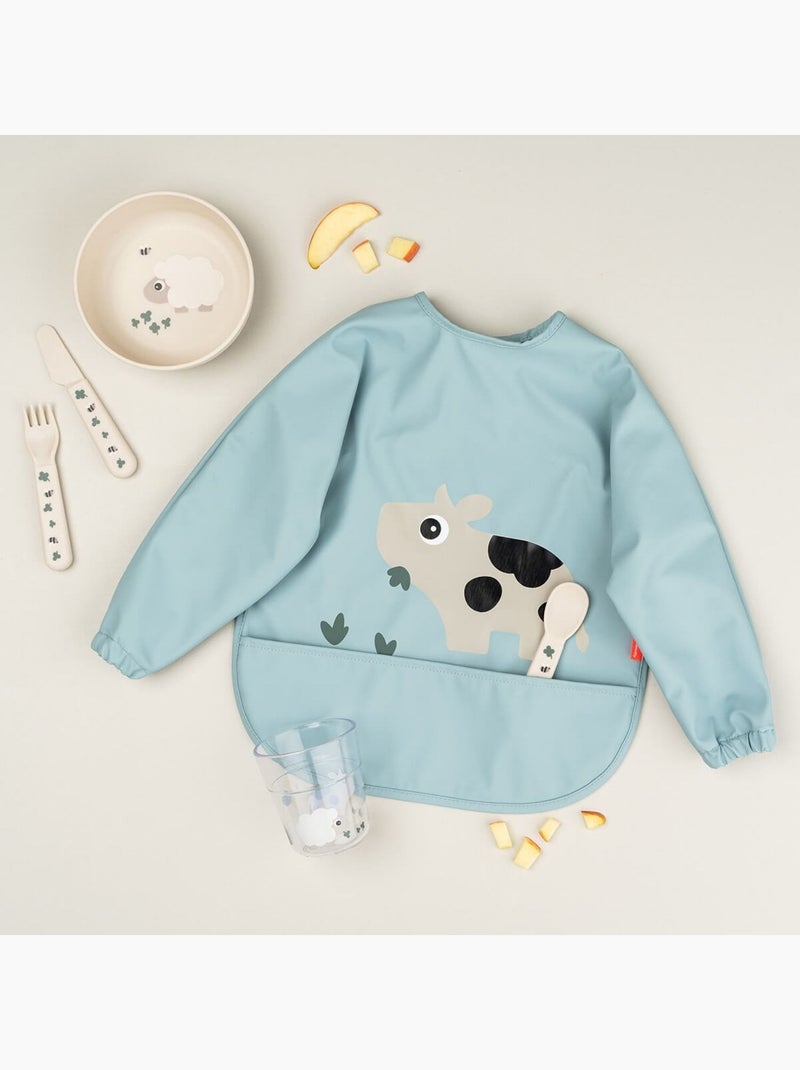 Done by Deer - Bavoir à manches avec poche Tiny farm Bleu - Kiabi