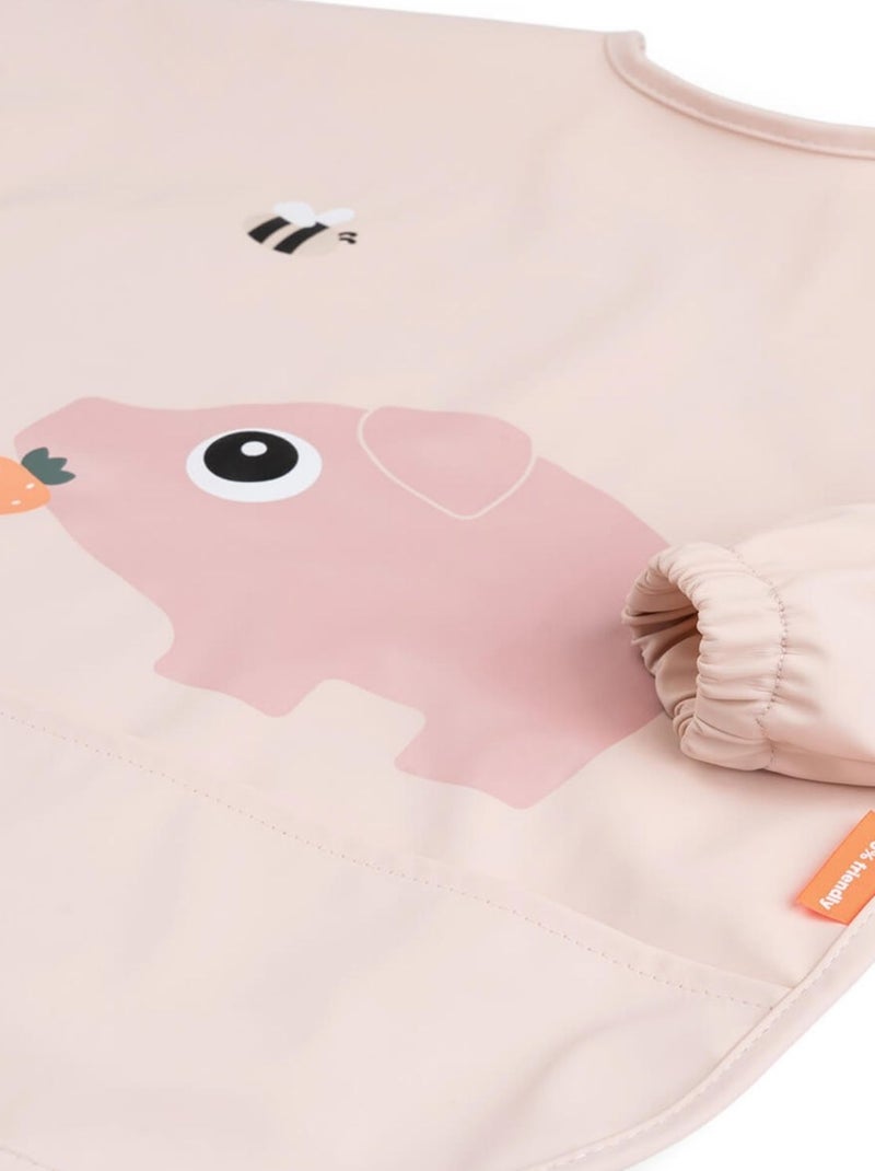 Done by Deer - Bavoir à manches avec poche Tiny farm Rose - Kiabi