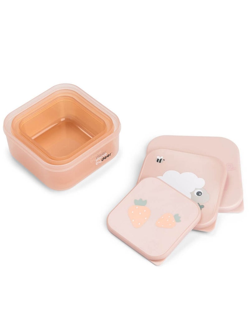 Done by Deer - Boîte à goûter lot de 3 Tiny farm Rose - Kiabi