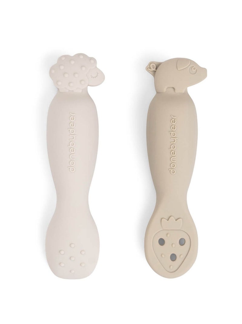 Done by Deer - Lot de 2 premières cuillères Beige - Kiabi