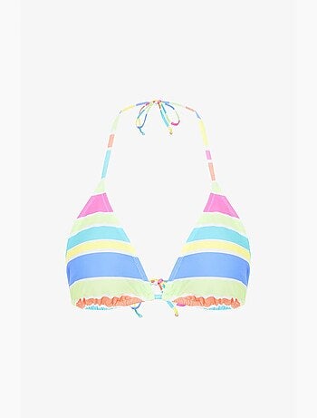 Donna haut de bikini triangle rayé penti