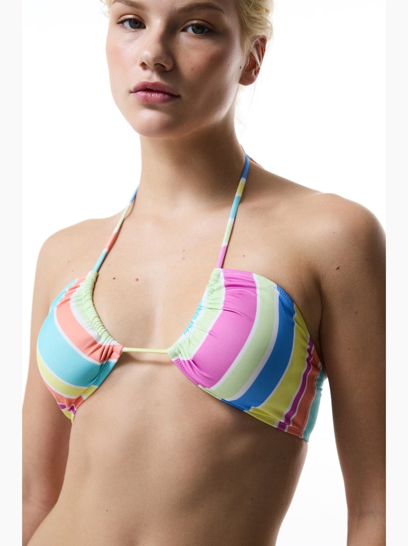 Donna reverse haut de bikini rayé à col en v penti Rose fluo - Kiabi