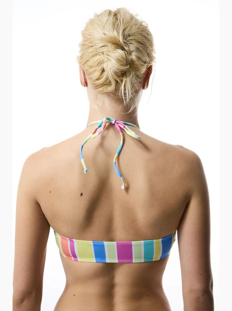 Donna reverse haut de bikini rayé à col en v penti Rose fluo - Kiabi