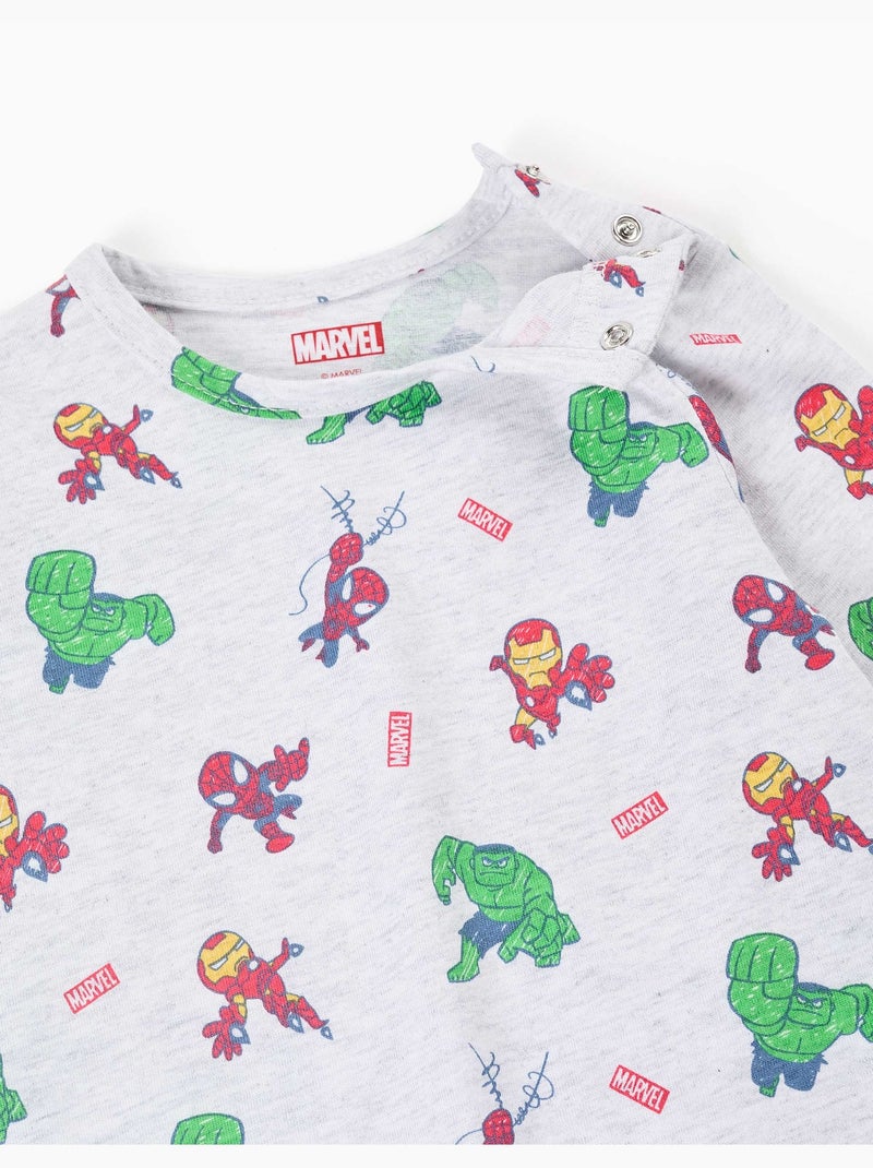 Dors-bien à manches longues en coton avec imprimés Marvel Gris clair - Kiabi