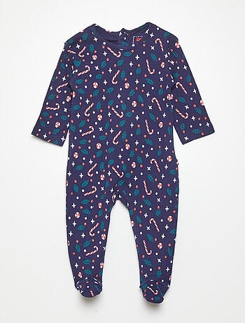 Pyjama Dors-Bien en Velours, Bleu Marine 1 mois