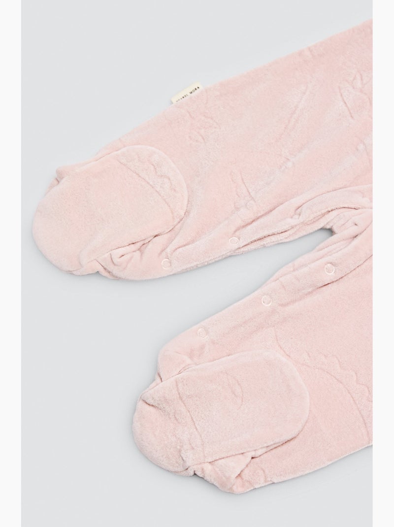 Dors-bien bébé en velours manches longues imprimé dinosaures Rose - Kiabi